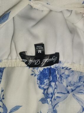 Crystal Doll White Dress with Blue Floral Print